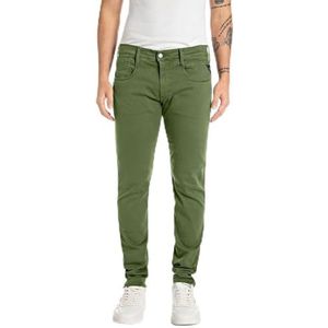 Replay Anbass Slim Fit Hyperflex Colour X-Lite Herenjeans met stretch, Dusty Military 103-1, 38W / 34L