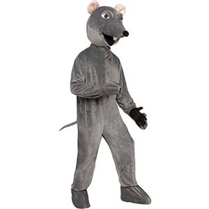 Grijze Big Head Rat kostuum voor volwassenen - leuk en feestelijk ontwerp, perfect voor Halloween, cosplay en feesten