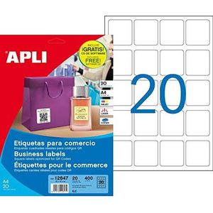 APLI 12847 - Permanente witte etiketten 45,0 x 45,0 mm 20 vellen