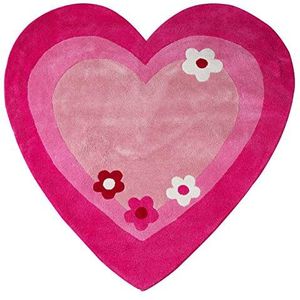 Premier Housewares Kinderen liefde hart katoenen tapijt - roze