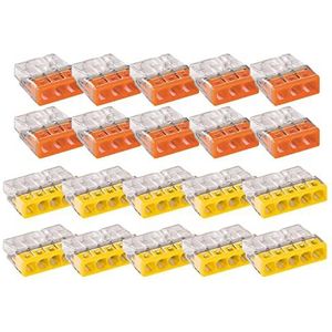 Vasalat WAGO 2273 klem 3/5-aderig 2,5 mm² set verbindingsklemmen, transparant/oranje/geel/lichtgrijs