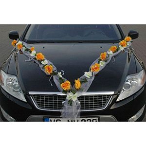 Rozen slinger auto sieraden bruidspaar roos decoratie autodecoratie bruiloft car auto wedding deco auto auto