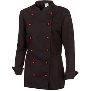 BP Gourmet 1542-400-32 koksjas voor dames - lange mouwen - 65% polyester, 35% katoen - normale pasvorm - maat: 38 - kleur: zwart