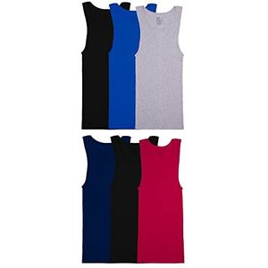 Fruit of the Loom Tagvrije Tank A-shirt voor heren ondergoed, 6 Pack - Verschillende kleuren, XXL