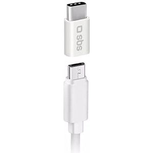 SBS teadaptc USB C 2.0 Micro USB White – kabelinterface/gender-adapter (USB C 2.0, micro USB, mannelijk/vrouwelijk, wit, 75 mm, 25 mm)