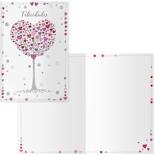 DOHE - Wenskaarten voor koppels, bruiloften, jubilea, bruidegom - Pack van 6 stuks - Afmetingen: 11,5 x 17 cm (gesloten) - Met envelop voor het opbergen van de kaart - Model Tree