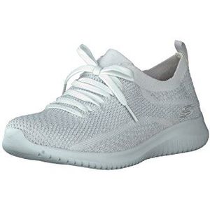 Skechers Ultra Flex Salutations Sneakers voor dames, wit, zilver, 41 EU