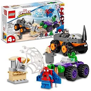 LEGO Marvel Spidey and His Amazing Friends Hulk vs. Rhino Truck Duel, Monstertruck speelgoed voor Kinderen vanaf 4 Jaar, Cadeau voor Jongens en Meisjes 10782