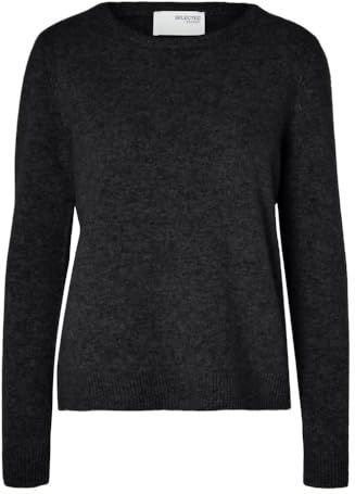 SELECTED FEMME SLFMANILA LS KNIT Cashmere O-hals NOOS, zwart, XS
