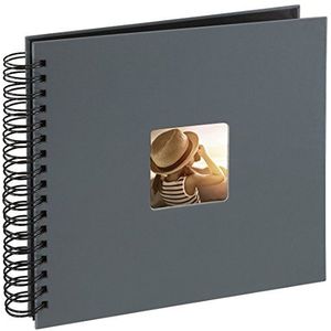 Hama Fotoalbum 28x24 cm (spiraal album met 50 zwarte pagina's, fotoboek met pergamijn-scheidingsbladen, album om in te plakken en zelf vorm te geven), grijs
