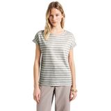 Shirttops - Dark Moonstone Sand - Met Gestreept Patroon - Ronde Hals - Korte Mouwen