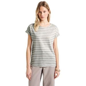 Shirttops - Dark Moonstone Sand - Met Gestreept Patroon - Ronde Hals - Korte Mouwen