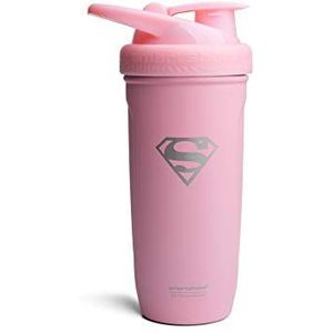 Smartshake Justice League Reforce Shaker Fles 900 ml, DC Comics roestvrij staal proteïne shaker waterfles, lekvrije watershakerbeker, supplementshaker voor sport en sportschool, BPA-vrij, Supergirl