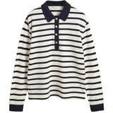 GANT - 4200556 - Piqué Polo - Wit - Lange Mouwen - Bretonse Streep