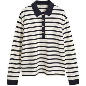 GANT - 4200556 - Piqué Polo - Wit - Lange Mouwen - Bretonse Streep