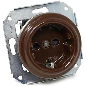 Prendeluz - Inbouwstopcontact - Bruin - 2P - Vintage Stijl
