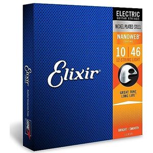 Elixir® Strings snaren voor twaalfsnarige elektrische gitaar met NANOWEB®-Coating, licht (.010-.046)
