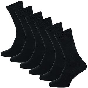 Nur Der 6 stuks katoenen business sokken Classic met comfortabele band voor heren, zwart, 43-46 EU