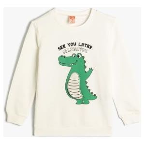 Koton Babyboys Lange Mouwen Crew Neck Dinosaurus Bedrukt Katoen Sweatshirt, ecru(010), 12-18 maanden