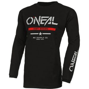 O'NEAL Motocross Jersey Met Lange Mouwen MX Enduro Gewatteerde Elleboog Bescherming, Ergonomische Pasvorm, Ademend Squadron V.22 Katoenen Jersey Volwassenen Zwart Grijs Maat XL