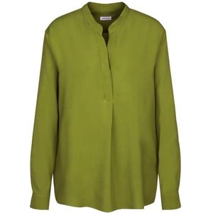 Seidensticker Damesblouse, modieuze blouse, regular fit, opstaande kraag, lange mouwen, 100% viscose, groen, 38