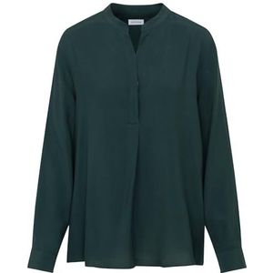 Seidensticker Damesblouse, modieuze blouse, regular fit, opstaande kraag, lange mouwen, 100% viscose, groen, 40