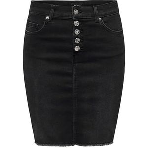 ONLY Dames Onlhush Vis But Rw Skirt DNM Mid-Waist Rok, Washed Black, XS