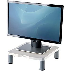 Fellowes Monitorstandaard standaard, in hoogte verstelbaar, ergonomisch, zeer stabiel voor alle soorten monitoren tot 21 inch, wit-grijs