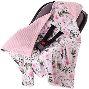 Inbaker Deken 100% katoen 85x85cm met capuchon knuffeldeken voor kinderwagen babyzitje universele dubbelzijdig babydeken buggy autostoel