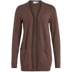 Vila Viril Open L/S Knit Cardigan-Noos Sweater voor dames, Geschoren Chocolade/Detail:donker Melange, XS