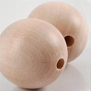 Bolas de madera, D: 35 mm, tamaño del agujero de 6 mm, 2 piëzas, baya china.
