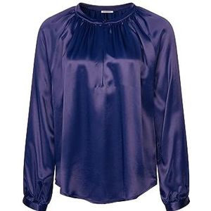 Seidensticker Damesblouse, modieuze blouse, regular fit, ronde hals, lange mouwen, 100% viscose, blauw, 44