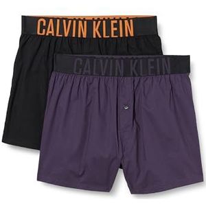 Calvin Klein | Set van 2 Slim Fit Boxers voor heren, Mysterioso, Zwart W/Wortel Logo, L
