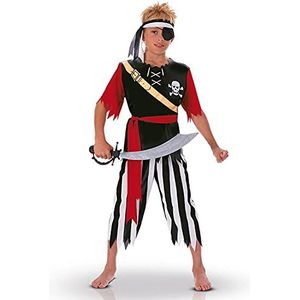 Rubies - Piratenkostuum 8-10 jaar - kostuum met top, broek, hoofdband en rode riem - meerkleurig - voor carnaval, Kerstmis, verjaardag, feest en Halloween.