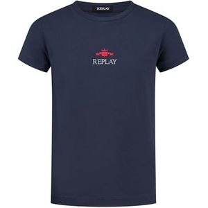 Replay T-shirt voor jongens, regular fit, katoen, 088 Deep Blue, 6 Jaar