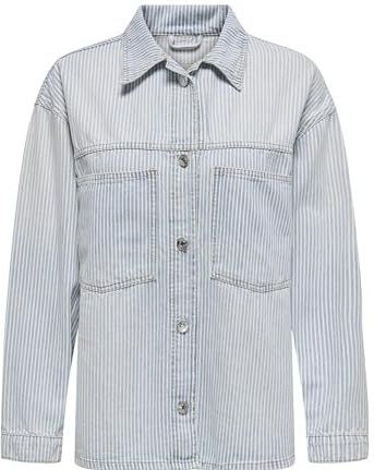 Onlemmie L/S Striped DNM Shirt Tai, blauw (light blue denim), L