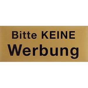 Metafranc Kleefbord ""Bitte nicht Reclabung"" - 60 x 25 mm - van aluminium - in klassieke messing-look - zelfklevende achterkant/signaal/informatiebord/brievenbus plaat / 507510