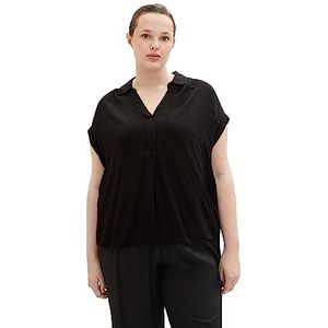 TOM TAILOR Dames 1037305 Plussize blouse, 14482-Deep Black, 54, 14482 - Deep Black
