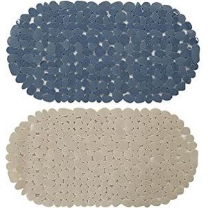 DKD Home Decor Badmat blauw beige PVC (2 stuks) (68 x 1 x 35 cm)