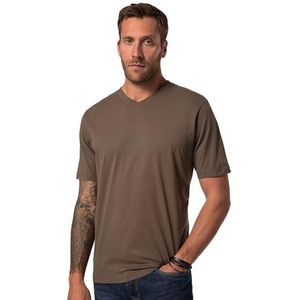 JP 1880 Heren grote maten grote maten Menswear L-8XL T-shirt, basic, V-hals, tot 8XL 702415, bruingrijs, 3XL