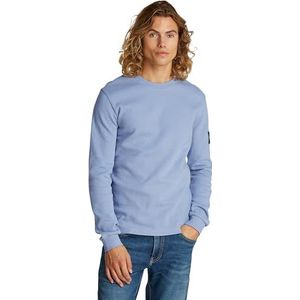 CK JEANS Heren BADGE WAFFLE LS TEE J30J323485, Blauw (Tempest), XL, Blauw (Tempest), XL