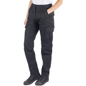 Lee Cooper Duurzame, onderhoudsvriendelijke werkbroek voor dames, cargobroek met meerdere zakken, zwart, maat 40 (EU), korte beenlengte (71,1 cm)