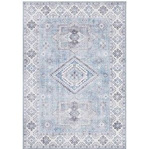 Nouristan Asmar Vloerkleed, woonkamertapijt, Oosterse touch, gedetailleerd patroon, floral, kurpool, plat geweven tapijt voor eetkamer, woonkamer, slaapkamer, briljant-blauw, 120 x 160 cm
