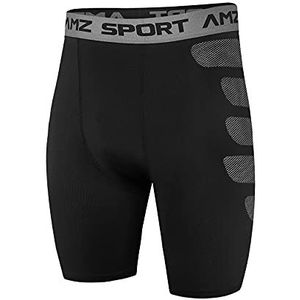 AMZSPORT Heren Compressie Shorts Koel Droog voor Sport Training, Zwart M