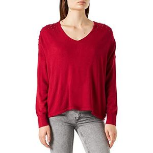 Kaporal Strass-trui met V-hals voor dames, Rode Wijn, XS