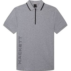 Hackett London Hs Hackett Hz poloshirt voor heren, Grijs Marl, 3XL