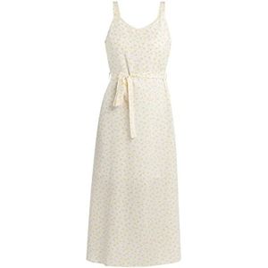 OCY Maxi-jurk voor dames, met bloemenprint, wolwit geel, M