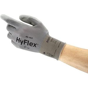 Ansell Hyflex 48-102 Werkhandschoenen Voor Fijne Werkzaamheden, Handschoenen Mechanics Vloeistof-Afstotende, Beweeglijkheid Duurzaamheid, Industriële Handschoen Heren Dames, Grijs, Maat S (12 Paar)