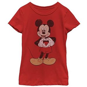Disney Characters Vintage Mickey Girl's Solid Crew Tee, Rood, XS, Rot, XS