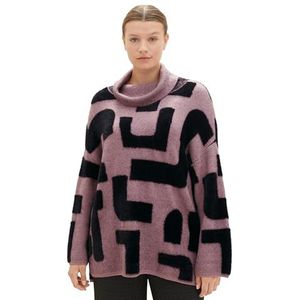 TOM TAILOR Dames Plussize Pullover, 34068 - Paars Geometrisch Knit Patroon, 54 Grote maten